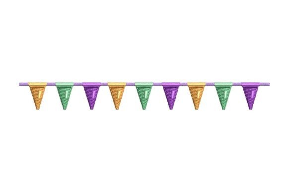 Colorful Mini Bunting Flags Embroidery Design