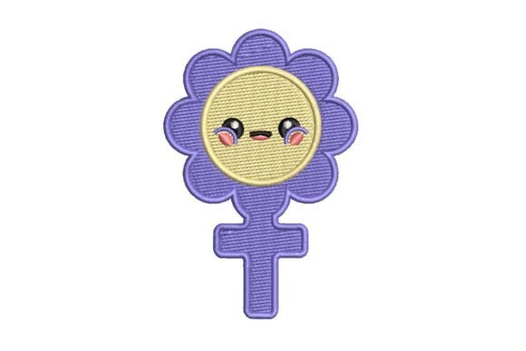 Cute Floral Female Symbol Embroidery Design