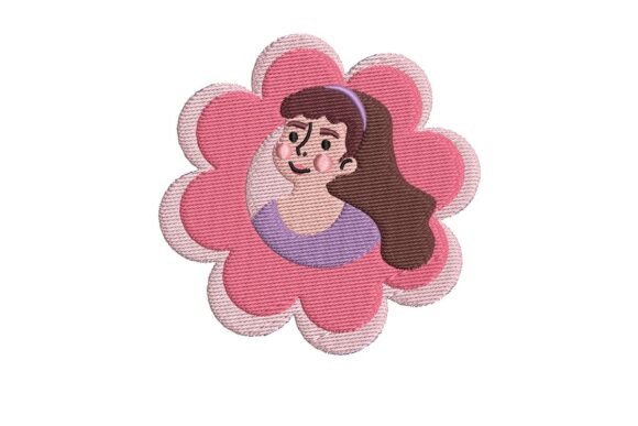 Empowering Floral Portrait Embroidery Design