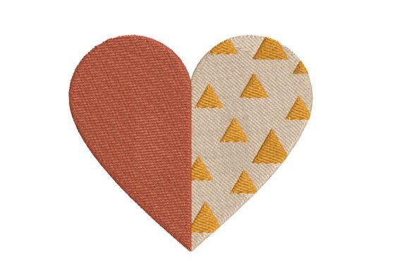 Geometric Two-Tone Heart Embroidery Design
