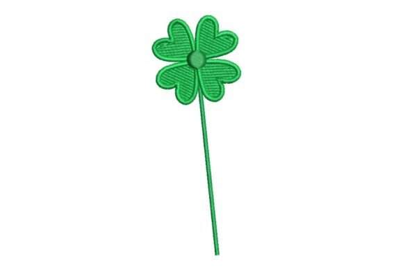 Lucky Four-Leaf Clover on a Stick Embroidery Design
