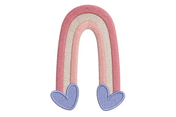 Pastel Rainbow Arch with Heart Ends Embroidery Design