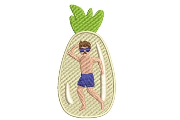 Quirky Sunbather in Pineapple Floatie Embroidery