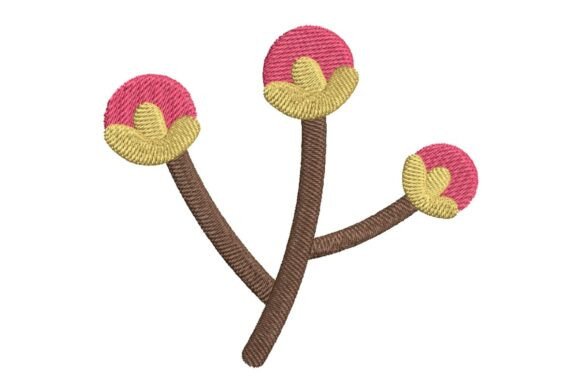 Stylized Berries on a Branch Embroidery Design