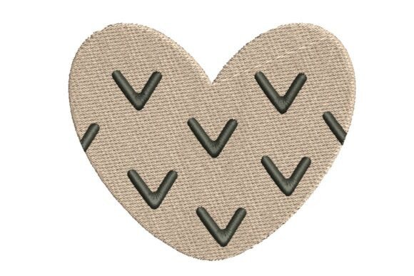 Textured Heart with Chevron Pattern Embroidery Design