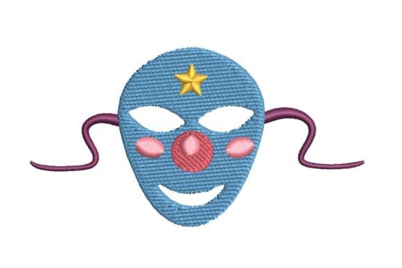 Whimsical Mardi Gras Clown Mask Embroidery